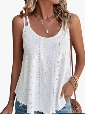 White Eyelet Tank Top - Classic Summer Women's Top
